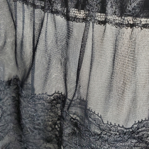 Vintage 50s 60s Van Raalte Half Slip Skirt Sheer Mesh Floral Lace Black XS Small - Picture 9 of 9